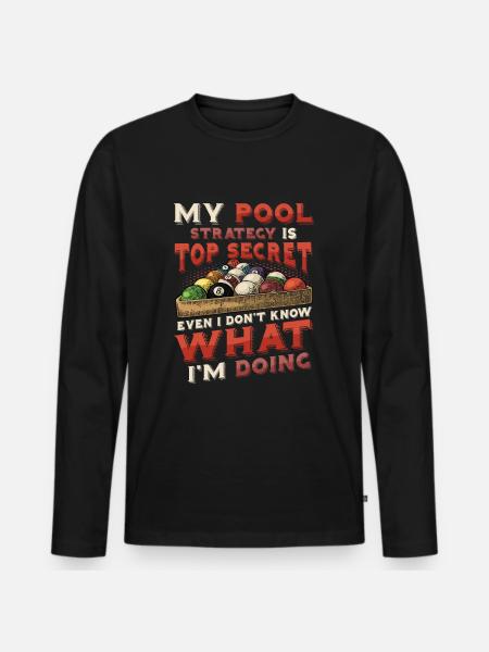 Sjov poolspiller, billard pool liga - Premium økologisk langærmet T-shirt til mænd - sort