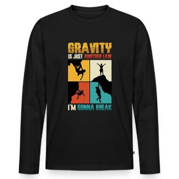 Bloc anti-gravité, escalade - T-shirt manches longues Premium bio Homme - noir - Devant - Nico (187cm)