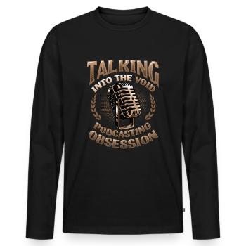 Parler dans le vide, l’obsession du podcasting - T-shirt manches longues Premium bio Homme - noir - Devant - Nico (187cm)