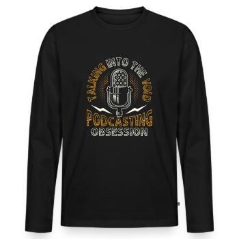 Parler dans le vide, l’obsession du podcasting - T-shirt manches longues Premium bio Homme - noir - Devant - Nico (187cm)
