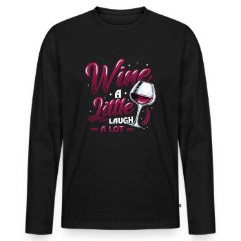 Vin Un peu rire beaucoup, amateur de vin - T-shirt manches longues Premium bio Homme - noir - Devant - Nico (187cm)