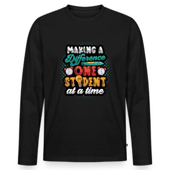 Faire la différence - T-shirt manches longues Premium bio Homme - noir - Devant - Nico (187cm)