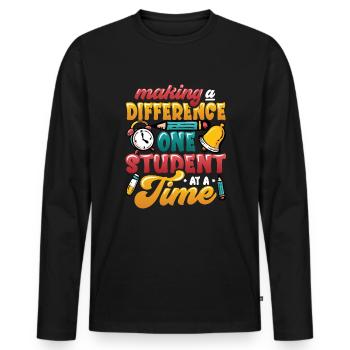 Faire la différence - T-shirt manches longues Premium bio Homme - noir - Devant - Nico (187cm)