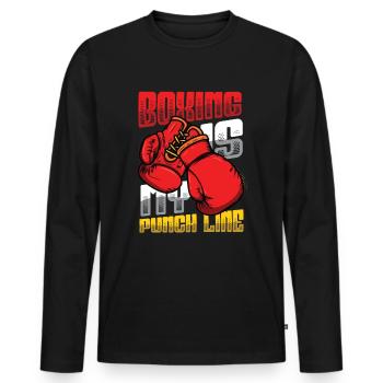 La boxe est ma punchline, les boxeurs, les arts martiaux - T-shirt manches longues Premium bio Homme - noir - Devant - Nico (187cm)