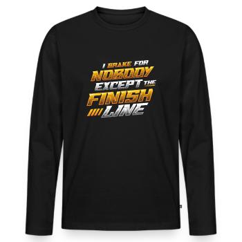 Je ne freine pour personne sauf la ligne d’arrivée - T-shirt manches longues Premium bio Homme - noir - Devant - Nico (187cm)