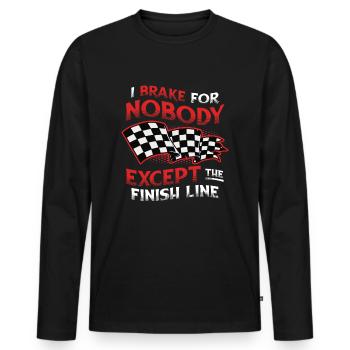 Je ne freine pour personne sauf la ligne d’arrivée - T-shirt manches longues Premium bio Homme - noir - Devant - Nico (187cm)