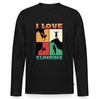 I love rock climbing, rock climbing - Men's Premium Organic Long Sleeve Shirt - black - Front - Nico (187cm)