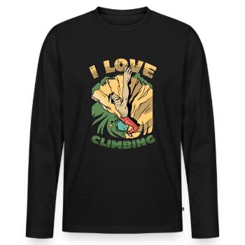I love rock climbing, rock climbing - Men's Premium Organic Long Sleeve Shirt - black - Front - Nico (187cm)