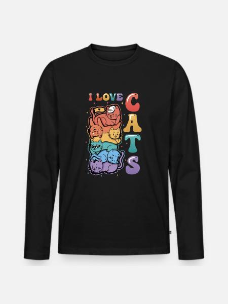 I love cats - Men's Premium Organic Long Sleeve Shirt - black