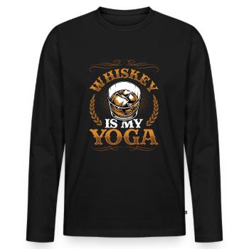 Le whisky est mon yoga, amateur de whisky - T-shirt manches longues Premium bio Homme - noir - Devant - Nico (187cm)
