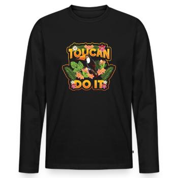 Toucan Do It - Männer Premium Bio Langarmshirt - Schwarz - Vorne - Nico (187cm)