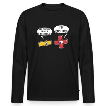 Minus and plus signs, math word game - Men's Premium Organic Long Sleeve Shirt - black - Front - Nico (187cm)