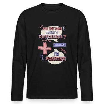 Minus and plus signs, math word game - Men's Premium Organic Long Sleeve Shirt - black - Front - Nico (187cm)