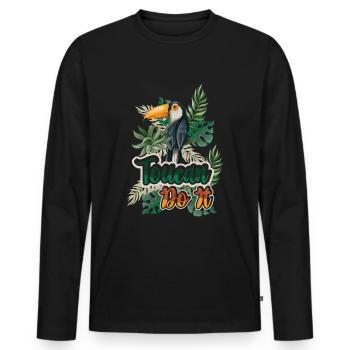 Toucan Do It - Männer Premium Bio Langarmshirt - Schwarz - Vorne - Nico (187cm)