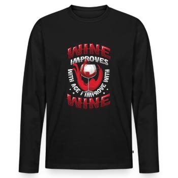 Wein Wird Mit Dem Alter Besser - Männer Premium Bio Langarmshirt - Schwarz - Vorne - Nico (187cm)