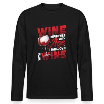 Wein Wird Mit Dem Alter Besser - Männer Premium Bio Langarmshirt - Schwarz - Vorne - Nico (187cm)