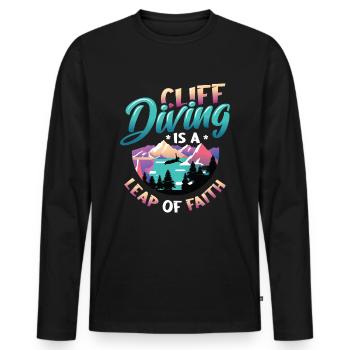 Le saut de falaise est un acte de foi - T-shirt manches longues Premium bio Homme - noir - Devant - Nico (187cm)