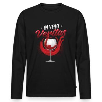 In Vino Veritas, amateurs de vin, dégustation de vin - T-shirt manches longues Premium bio Homme - noir - Devant - Nico (187cm)