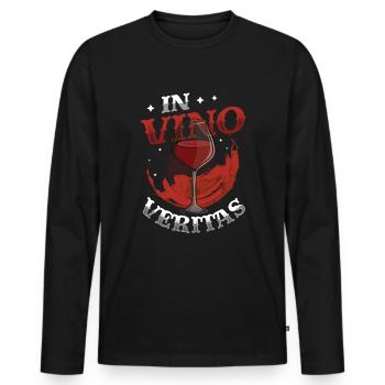 In Vino Veritas, amateurs de vin, dégustation de vin - T-shirt manches longues Premium bio Homme - noir - Devant - Nico (187cm)