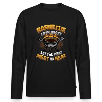 Barbecue enthusiasts. The meat on the grill - Men's Premium Organic Long Sleeve Shirt - black - Front - Nico (187cm)