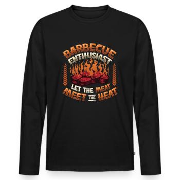 Barbecue enthusiasts. The meat on the grill - Men's Premium Organic Long Sleeve Shirt - black - Front - Nico (187cm)