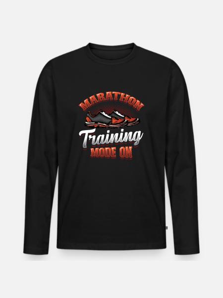 Marathon-Trainingsmodus, auf Marathon Runner - Männer Premium Bio Langarmshirt - Schwarz