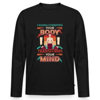 La transformation de votre corps façonne votre - T-shirt manches longues Premium bio Homme - noir - Devant - Nico (187cm)