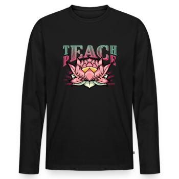 Teaching Peace - Men's Premium Organic Long Sleeve Shirt - black - Front - Nico (187cm)