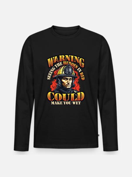 Firefighter Slogan, Volunteer Fire Brigade - Men's Premium Organic Long Sleeve Shirt - black