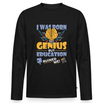 Je suis né génie - T-shirt manches longues Premium bio Homme - noir - Devant - Nico (187cm)