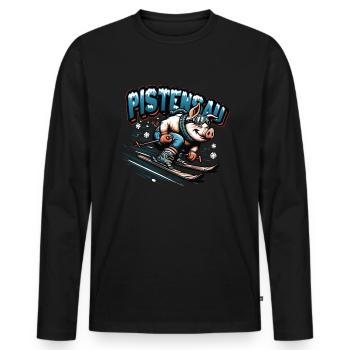 Skier Pig Pistensau Après-ski - T-shirt manches longues Premium bio Homme - noir - Devant - Nico (187cm)