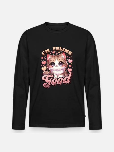 Funny Cat Lady, Cat Mom - Men's Premium Organic Long Sleeve Shirt - black