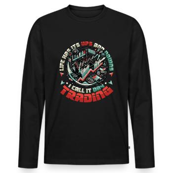 Aktien Börse Trading Chart - Lustiges Daytrader - Männer Premium Bio Langarmshirt - Schwarz - Vorne - Nico (187cm)
