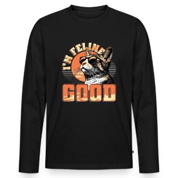 Drôle De Chat Dame, Chat Maman - T-shirt manches longues Premium bio Homme - noir - Devant - Nico (187cm)