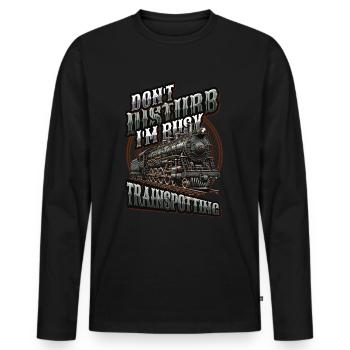 Trainspotting Train Lovers Trains - Men's Premium Organic Long Sleeve Shirt - black - Front - Nico (187cm)