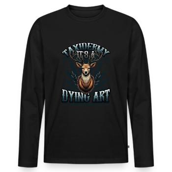 Taxidermy It's A Dying Art Deer Motif - Men's Premium Organic Long Sleeve Shirt - black - Front - Nico (187cm)