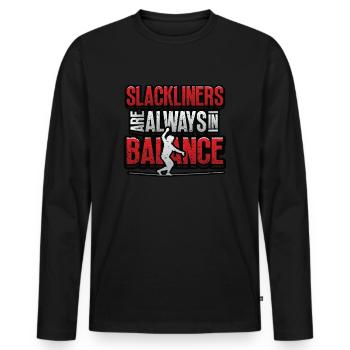 Les slackliners sont toujours en équilibre - T-shirt manches longues Premium bio Homme - noir - Devant - Nico (187cm)