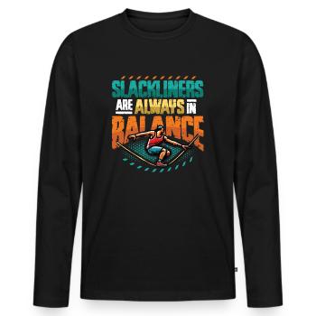 Les slackliners sont toujours en équilibre - T-shirt manches longues Premium bio Homme - noir - Devant - Nico (187cm)