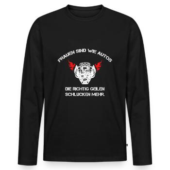 Women Are Like Cars Funny Mechankier Shirt - Men's Premium Organic Long Sleeve Shirt - black - Front - Nico (187cm)