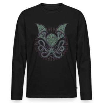 miscatonic - Männer Premium Bio Langarmshirt - Schwarz - Vorne - Nico (187cm)