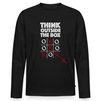 Penser autrement | Tic tac toe, dictons amusants - T-shirt manches longues Premium bio Homme - noir - Devant - Nico (187cm)