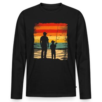 Père et fils Pêche Pêche - T-shirt manches longues Premium bio Homme - noir - Devant - Nico (187cm)