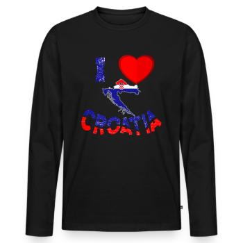 I love croatia T-Shirt - Croatia gift - Men's Premium Organic Long Sleeve Shirt - black - Front - Nico (187cm)
