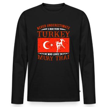 Türkei Geschenk Muay Thai Turkey Thai Boxen Shirt - Männer Premium Bio Langarmshirt - Schwarz - Vorne - Nico (187cm)