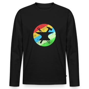Vintage blacksmith gift anvil hammer iron profession - Men's Premium Organic Long Sleeve Shirt - black - Front - Nico (187cm)