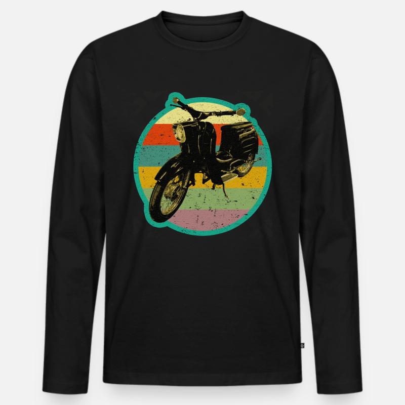 Moped Schwalbe retro Simmi - Männer Premium Bio Langarmshirt - Schwarz