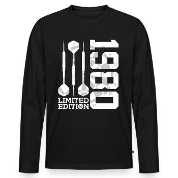 LIMITED EDITION 1980 DARTS 46TH BIRTHDAY - Men's Premium Organic Long Sleeve Shirt - black - Front - Nico (187cm)