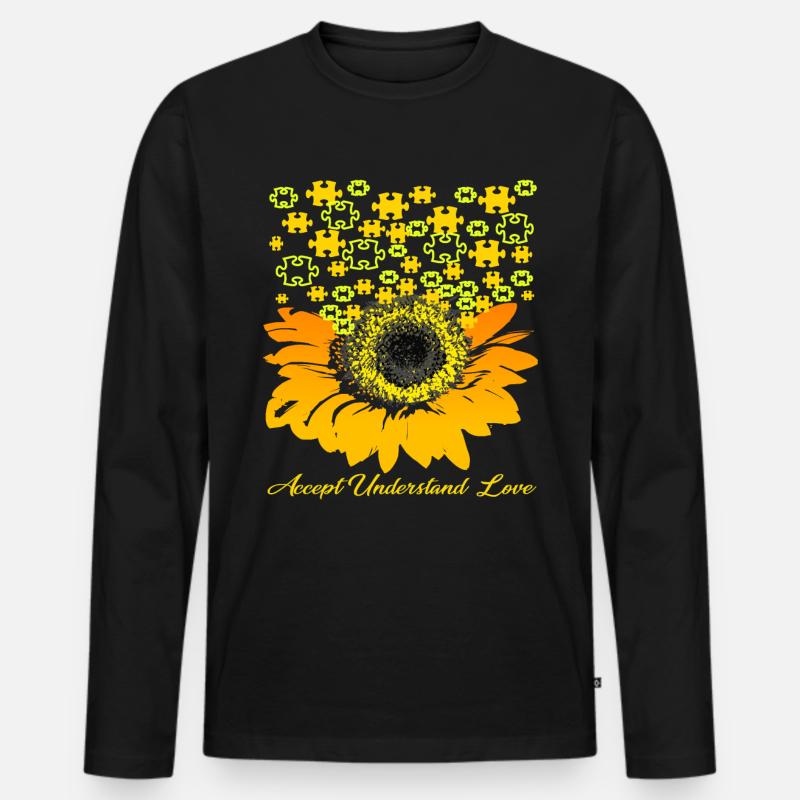 Autismus-Bewusstsein - Männer Premium Bio Langarmshirt - Schwarz
