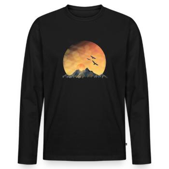 Berge Sonne Natur Wandern - Männer Premium Bio Langarmshirt - Schwarz - Vorne - Nico (187cm)