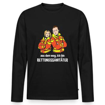 Aus dem Weg ich bin Rettungssanitäter - Männer Premium Bio Langarmshirt - Schwarz - Vorne - Nico (187cm)